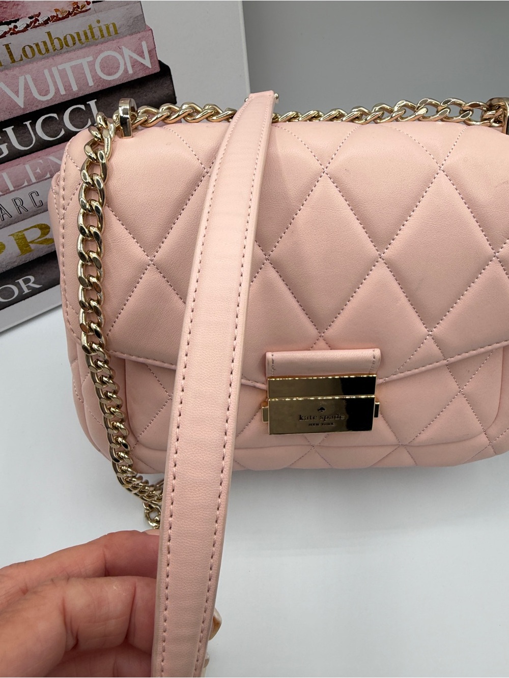 Kate Spade Blush Pink Quilted Chain Crossbody Bag - Picture 3 of 13